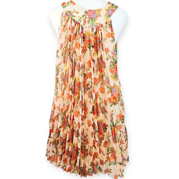 Free People SZ XS Floral Accordion Pleated Mini Dress OB502840 - Picture 6 of 9